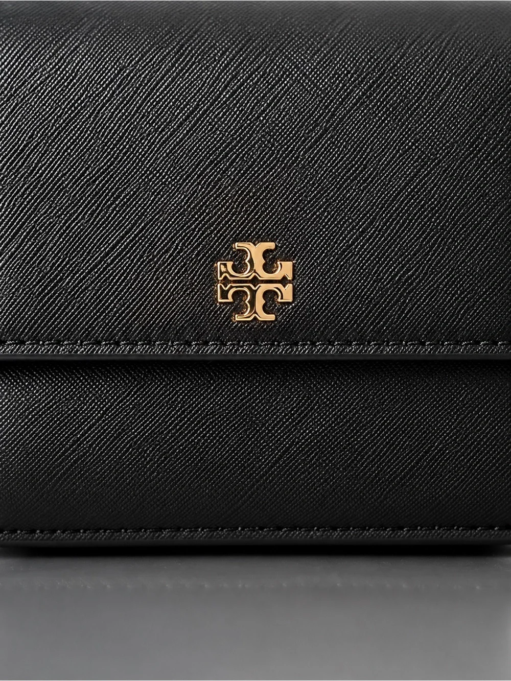 Tory Burch Black Saffiano Leather Chain Crossbody with Gold Hardware